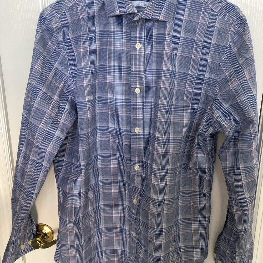 Michael Kors Men's Casual Blue Checkered Shirt